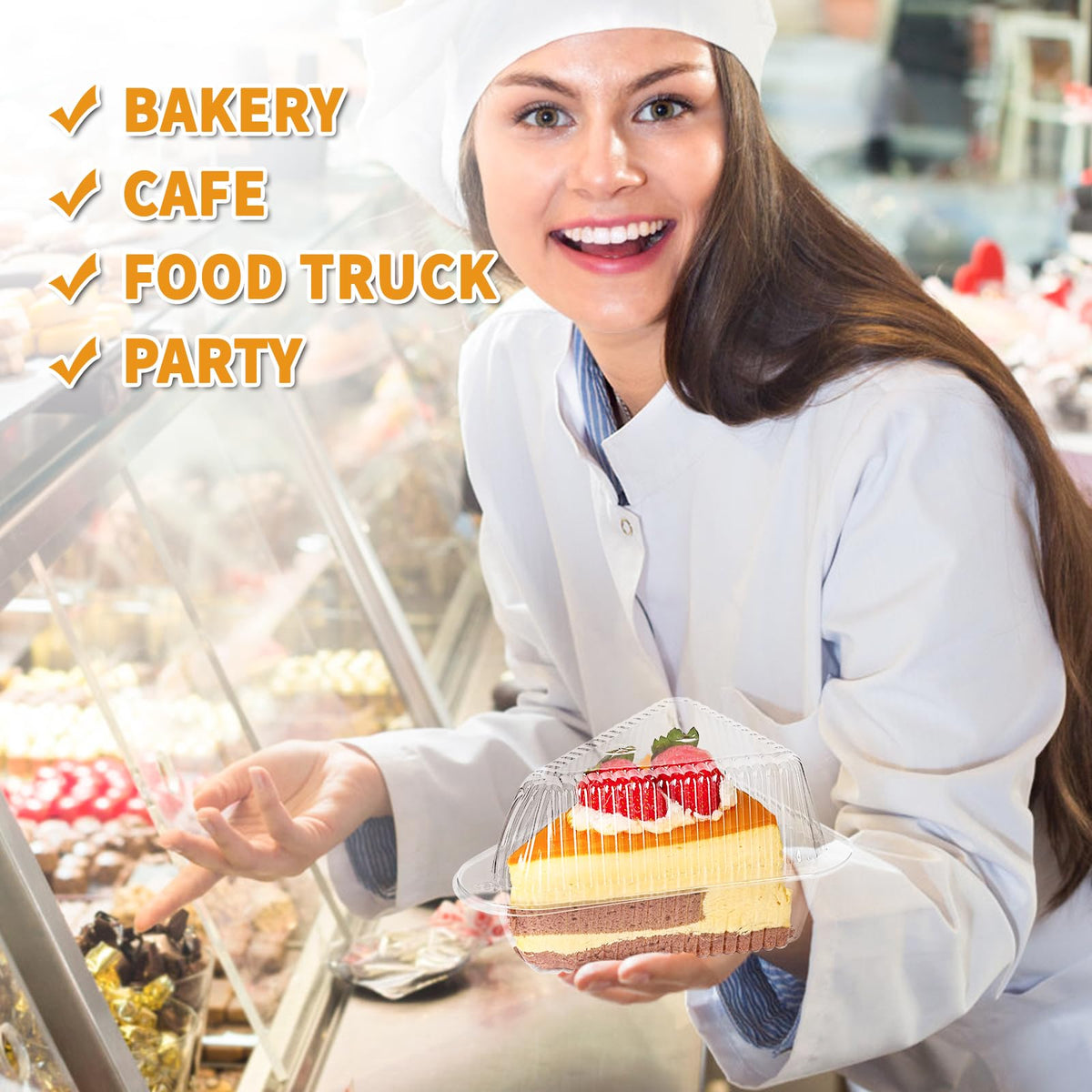 Zezzxu cake box display clear, inviting customers to choose their slice.