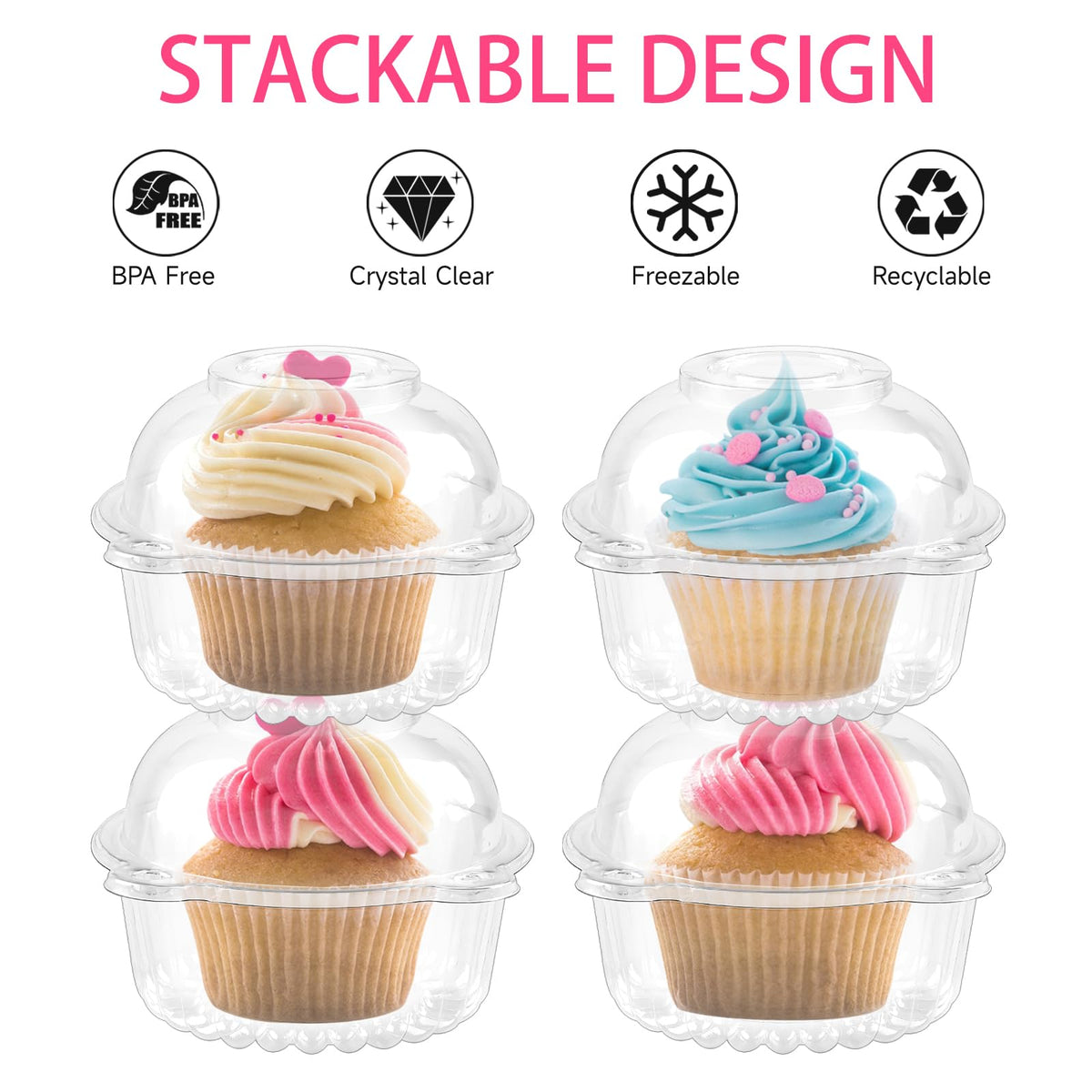 Zezzxu clear cupcake holders suited for takeout presentation