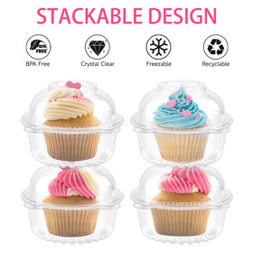 Zezzxu clear cupcake holders suited for takeout presentation