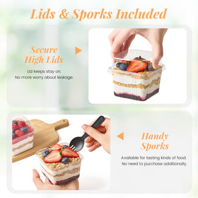 Zezzxu crystal-clear PET cups showcase desserts with visibility.