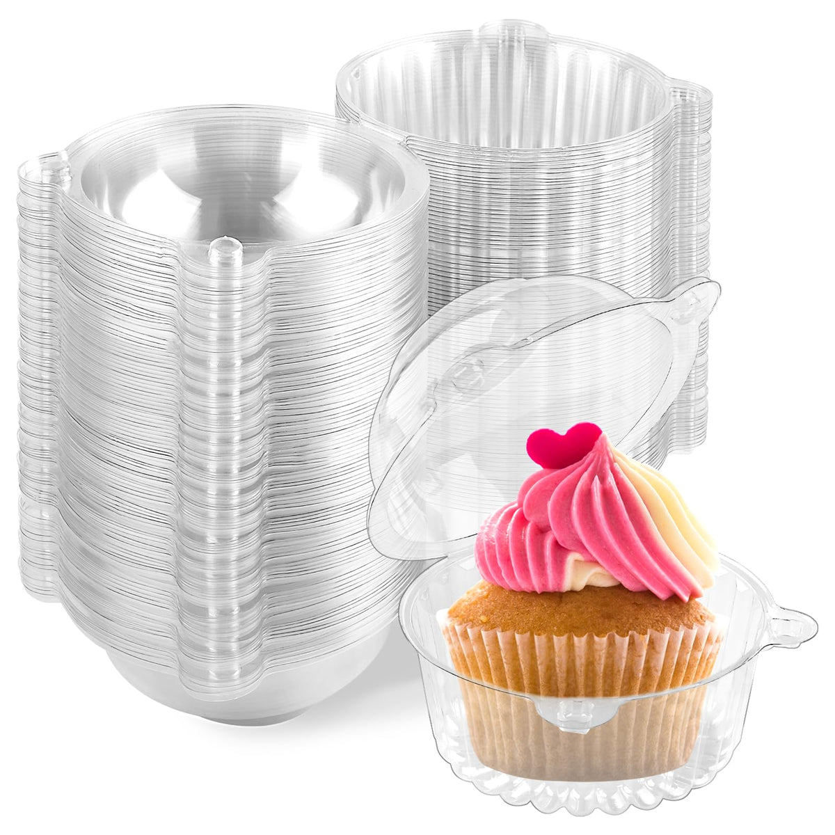 Zezzxu cupcake containers with dome lids showcase pastries clearly