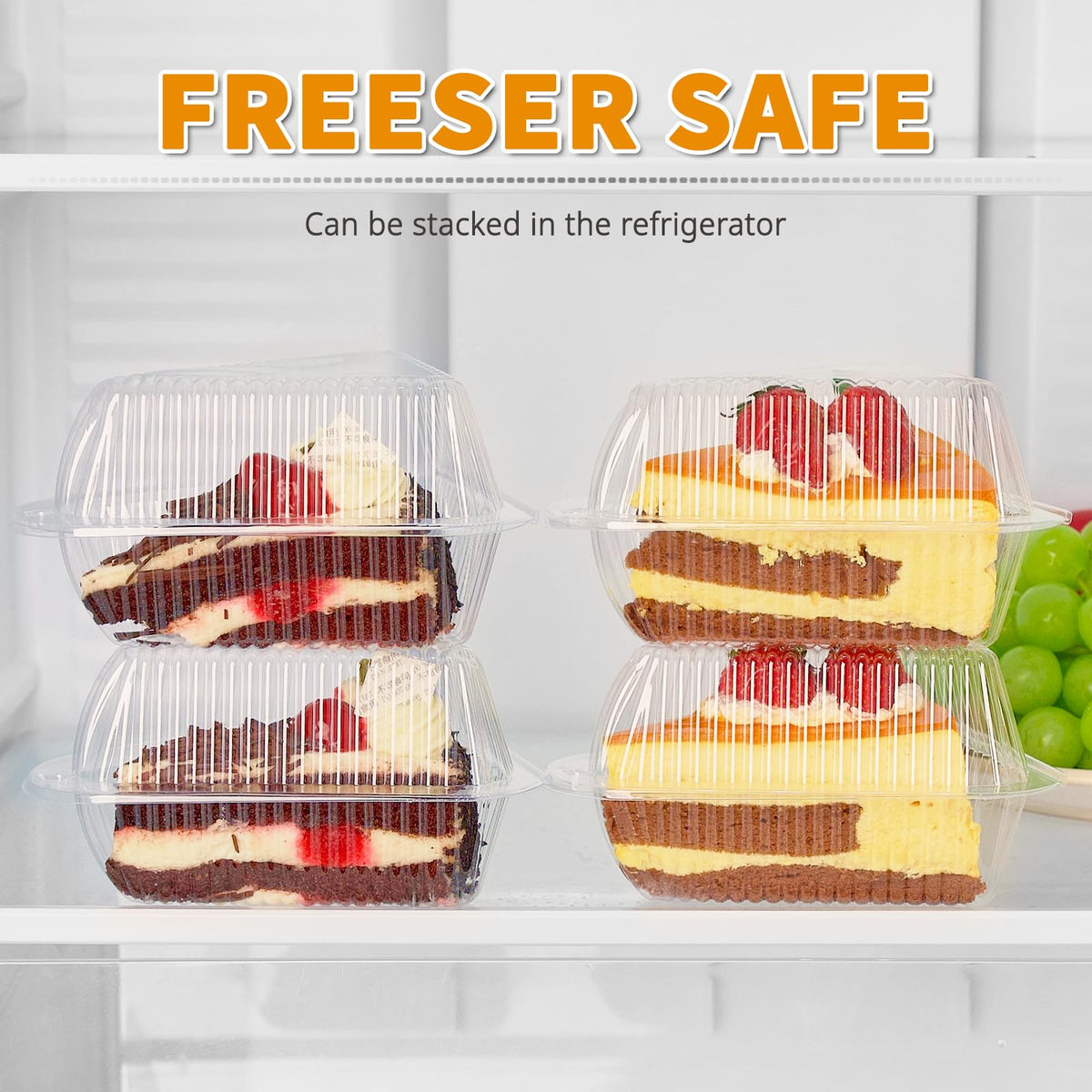 Zezzxu dessert containers clear with hinged lids, ideal for bakeries.