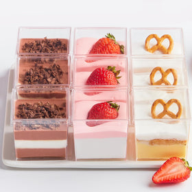 Zezzxu small dessert cups arranged for elegant parfait tasting
