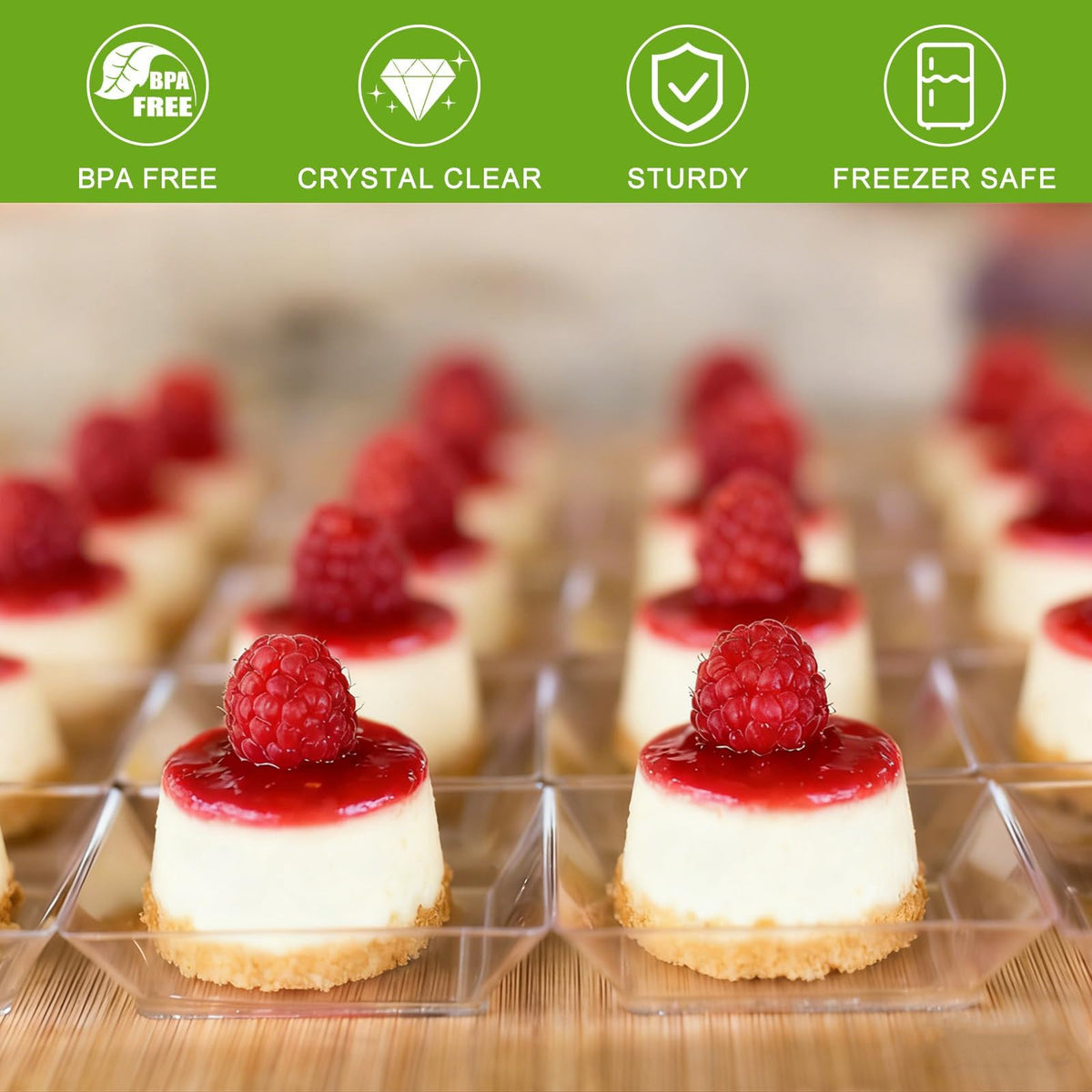 Zezzxu party dessert table setup featuring clear square plates for elegant gatherings.