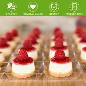 Zezzxu party dessert table setup featuring clear square plates for elegant gatherings.