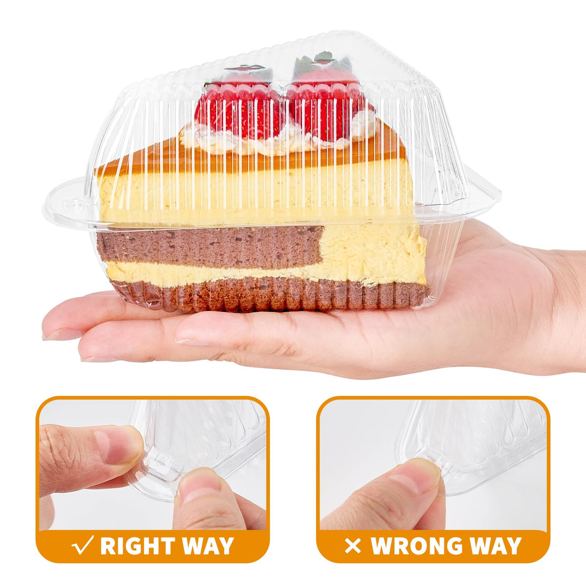Zezzxu pie slice to-go box clear protects desserts during transport.
