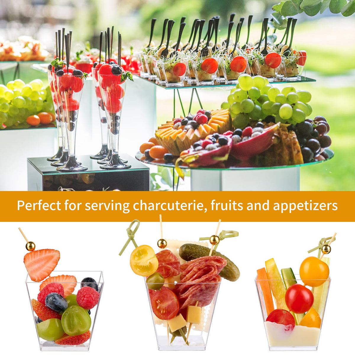 Zezzxu plastic appetizer cups stackable design saves space after use.