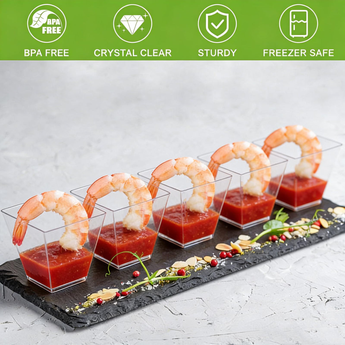 Zezzxu shot glass dessert cups set up for mini treats