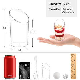 Zezzxu slanted clear dessert cups enhance presentation for elegant catering.