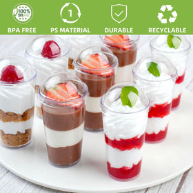 Zezzxu tall transparent dessert cups enhance presentation for weddings and catering