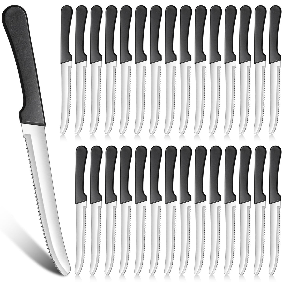 Zhehao serrated steak knife close-up blade for precise meat slicing.