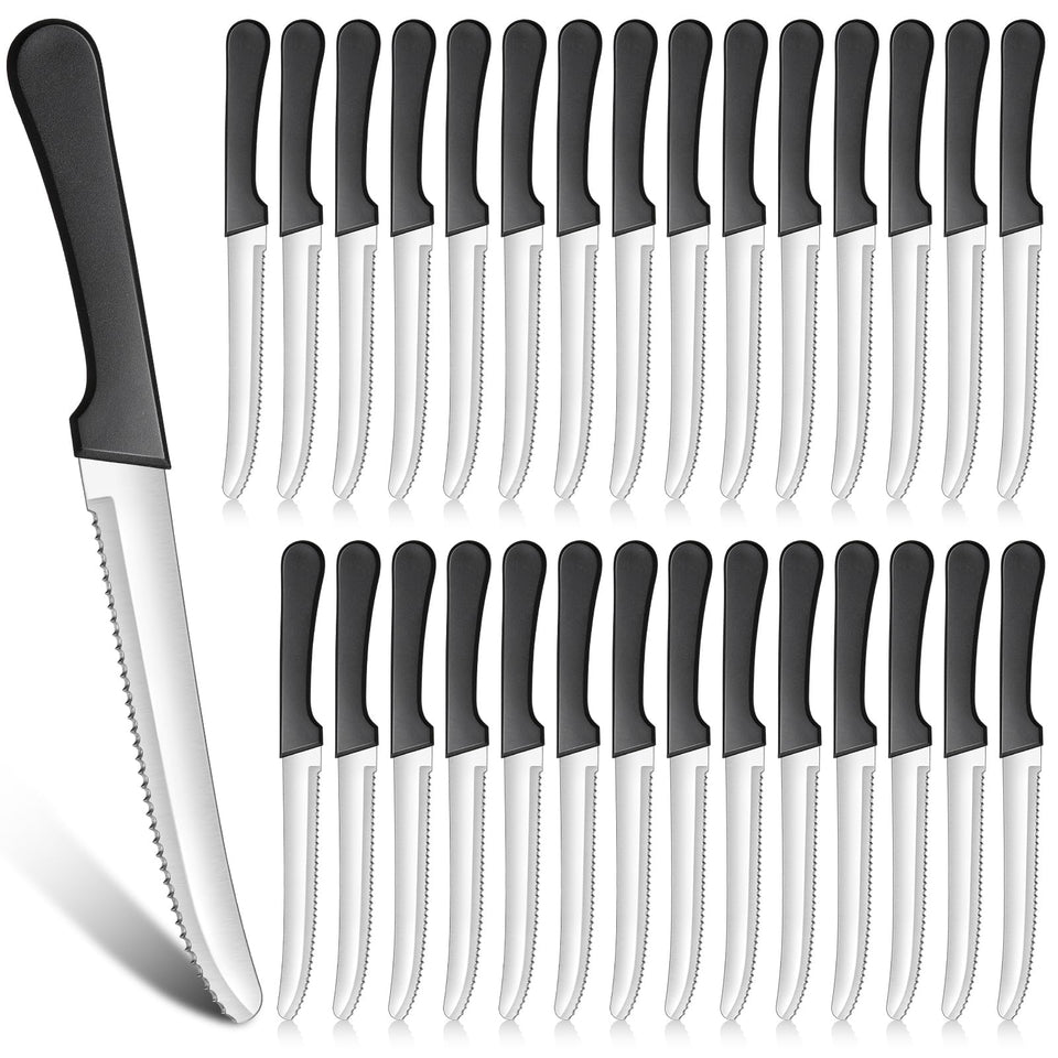 Zhehao serrated steak knife close-up blade for precise meat slicing.