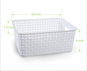 ZHENFAN white weave basket stackable design keeps small items organized when not in use.