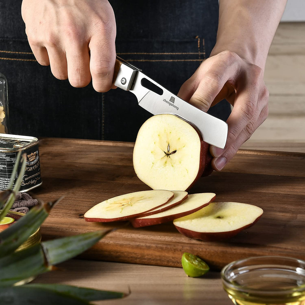 ZhengSheng olive wood handle offers natural grip and comfort.