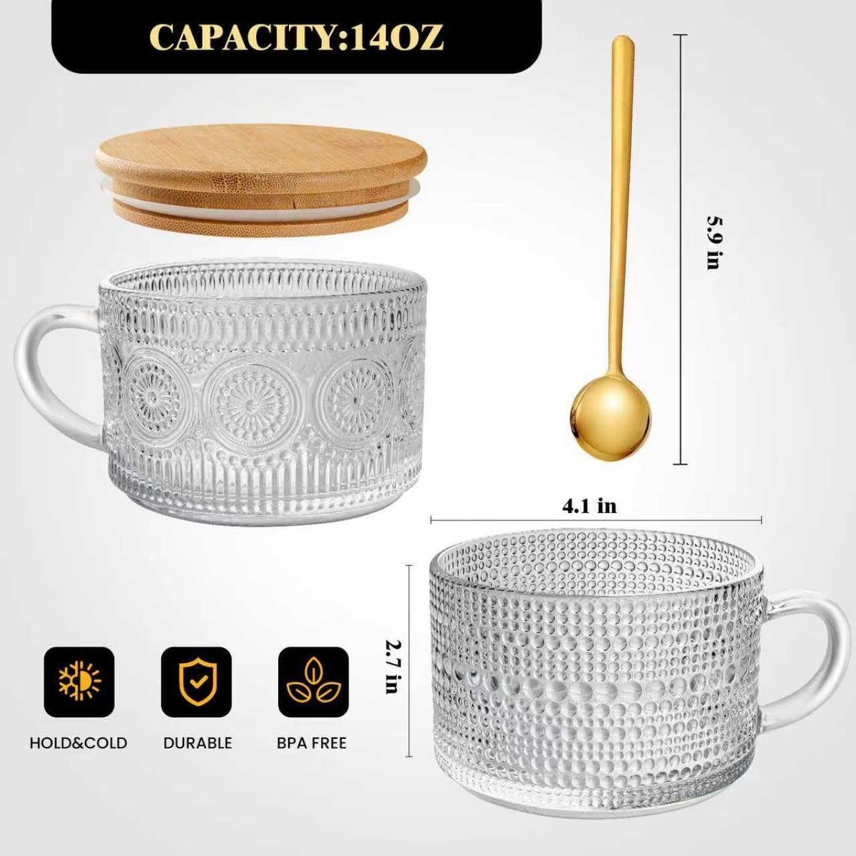 Closeup of bamboo lid on mug highlighting freshness and secure fit.
