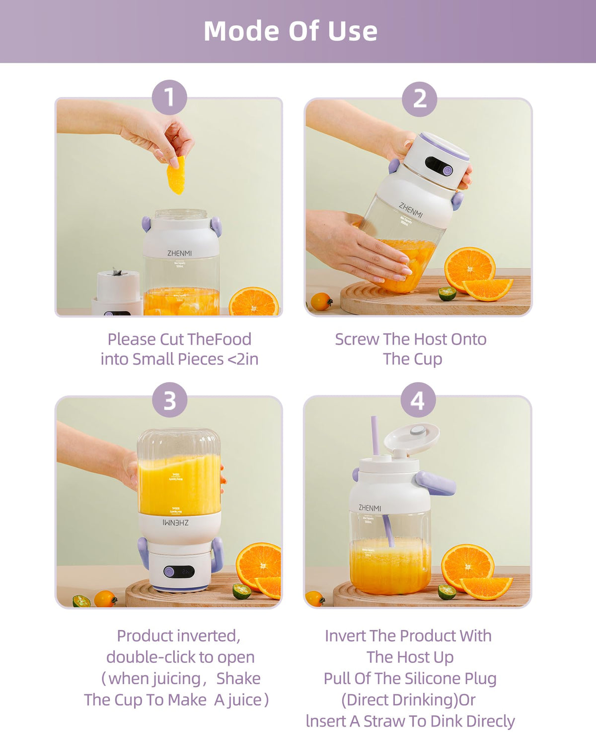 ZHENMI blends fruits and ice to create silky shakes fast.