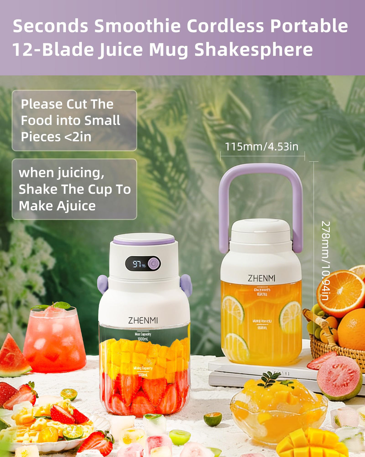 ZHENMI leakproof lid with sip spout for easy sipping during workouts.