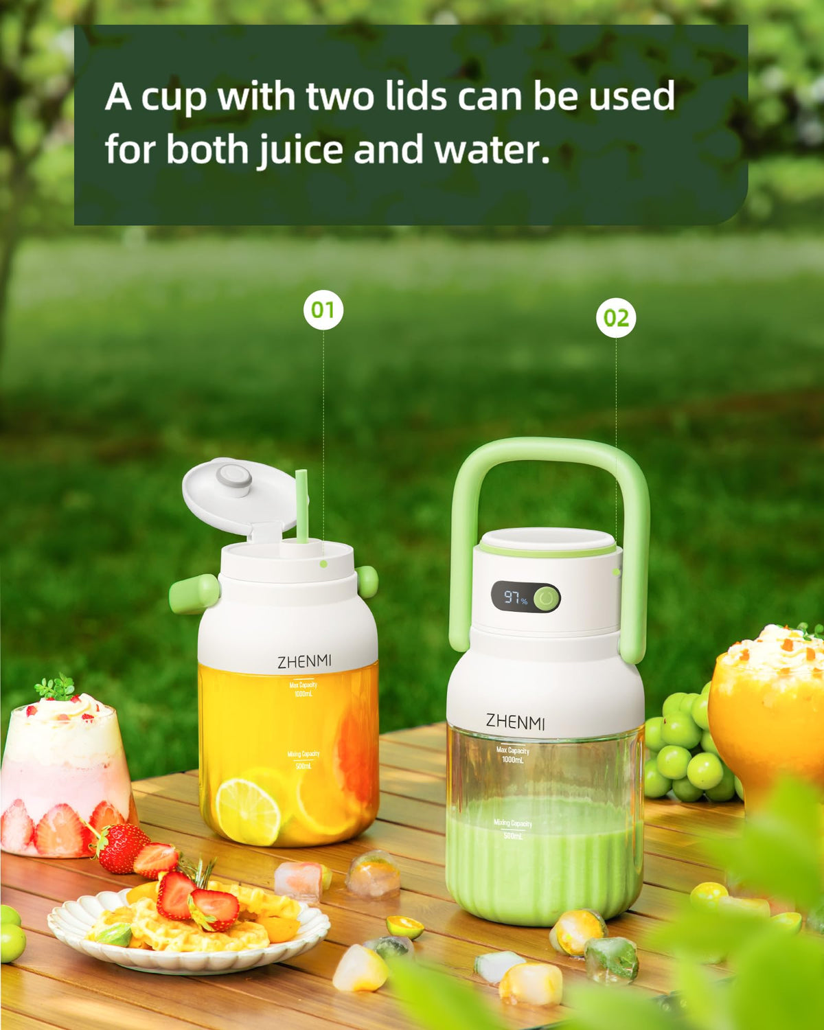ZHENMI USB-C rechargeable design powers daily smoothies
