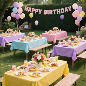 ZHIAXTON pastel tablecloth in pink protects surfaces and creates charming party vibes