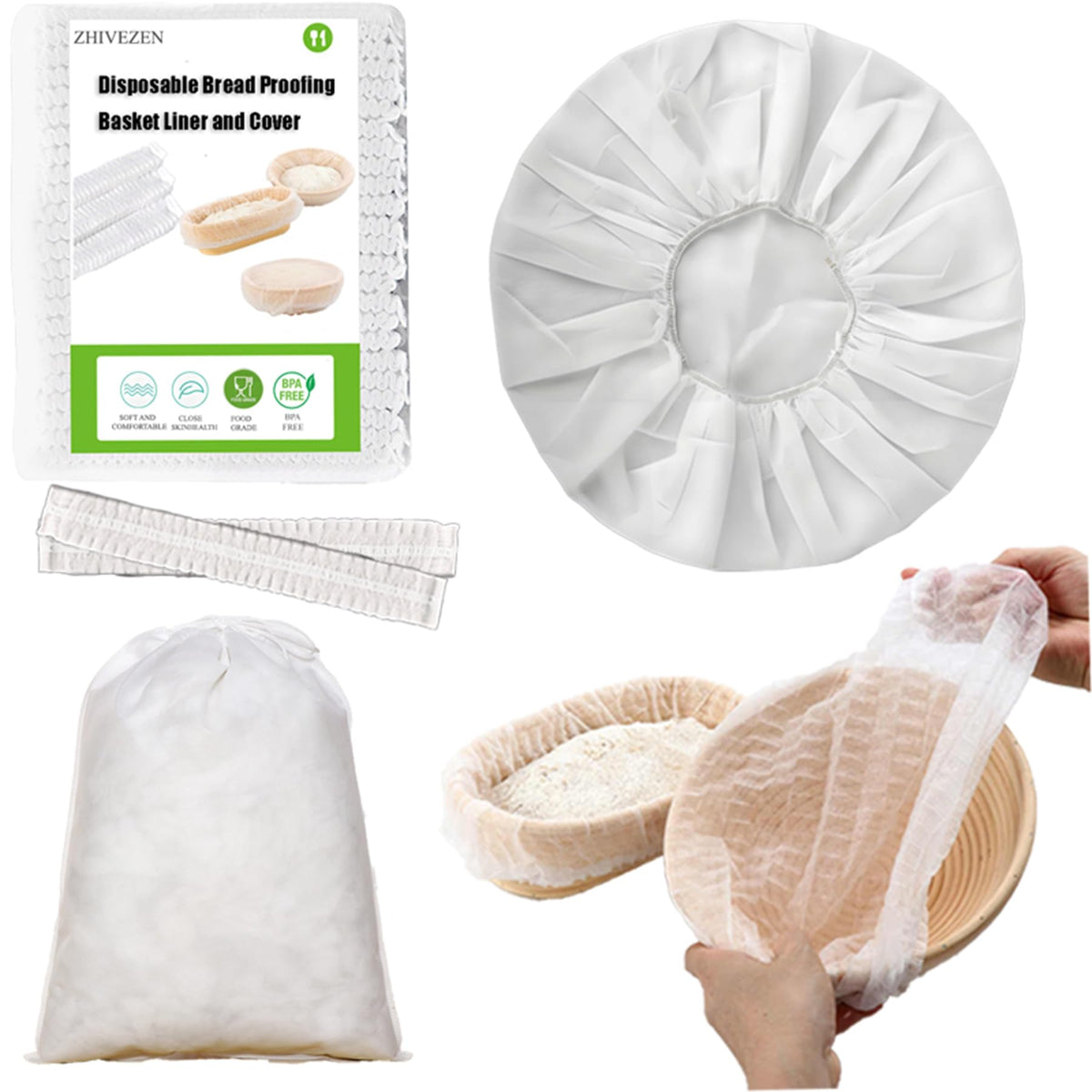 ZHIVEZEN banneton liner disposable 100pcs for quick, clean proofing prep.