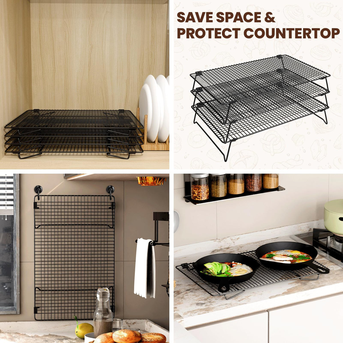 ZHIWUJIA foldable kitchen rack stored compactly in a pantry or cabinet.