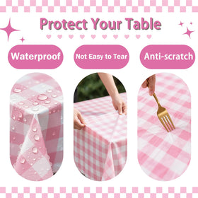 ZHIAXTON blue gingham tablecloth on table for baby shower décor and protection.