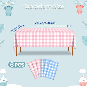ZHIAXTON pink gingham tablecloth on table for festive decoration.