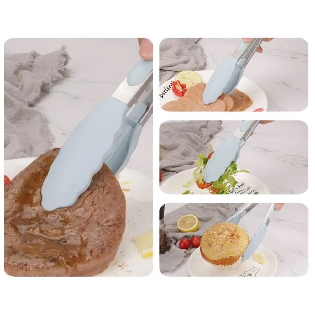 ZHIYE silicone tongs with stainless steel handle for durable everyday use