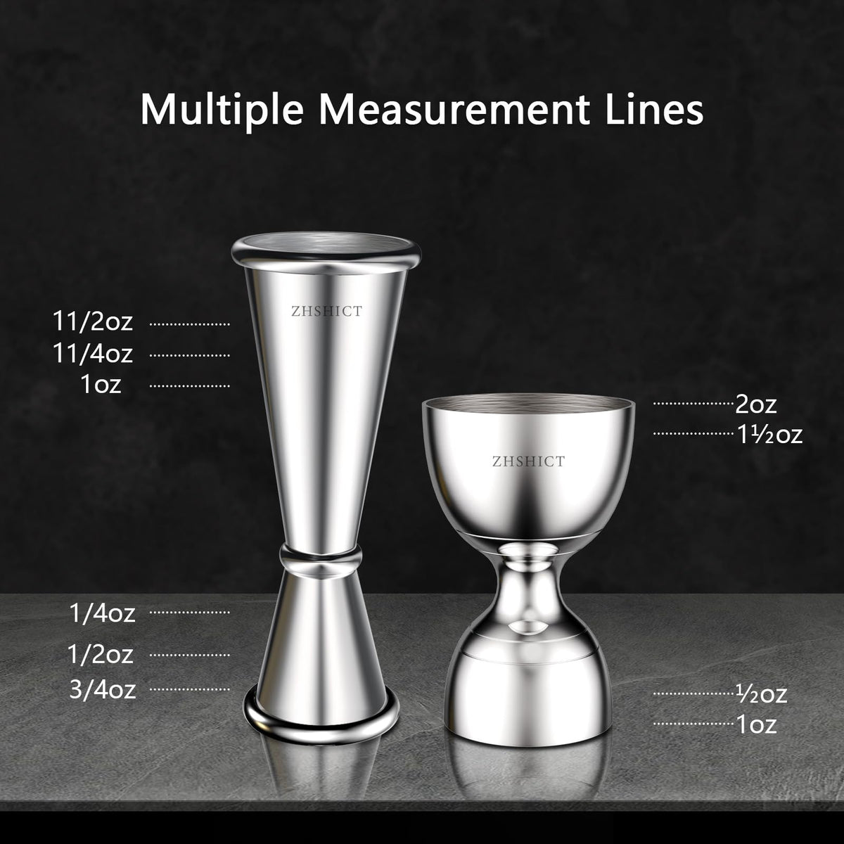 ZHSHICT Japanese jigger displays multi-capacity measurements