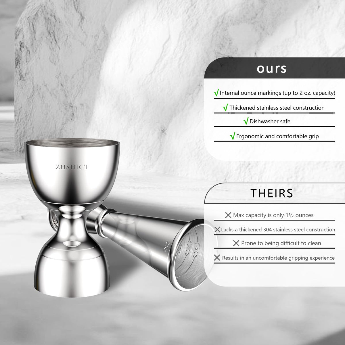 ZHSHICT thick-wall jigger for added dent resistance