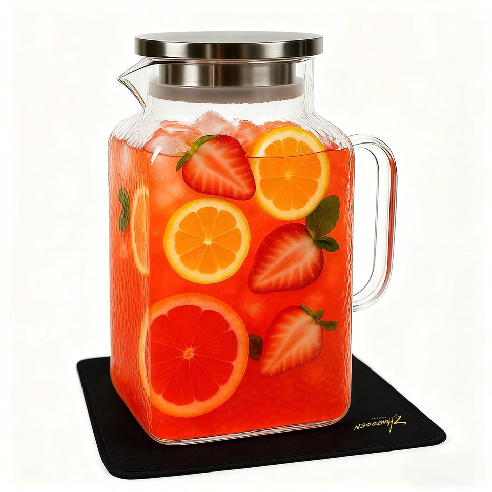 ZHUNZOOEN 1-gallon glass pitcher with lid for hydration and clean flavors.
