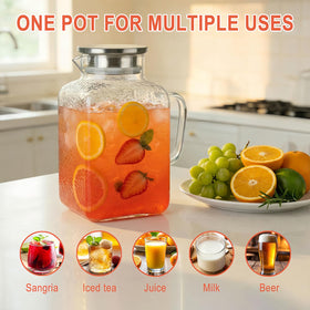 ZHUNZOOEN glass pitcher handle provides secure grip for easy pouring.