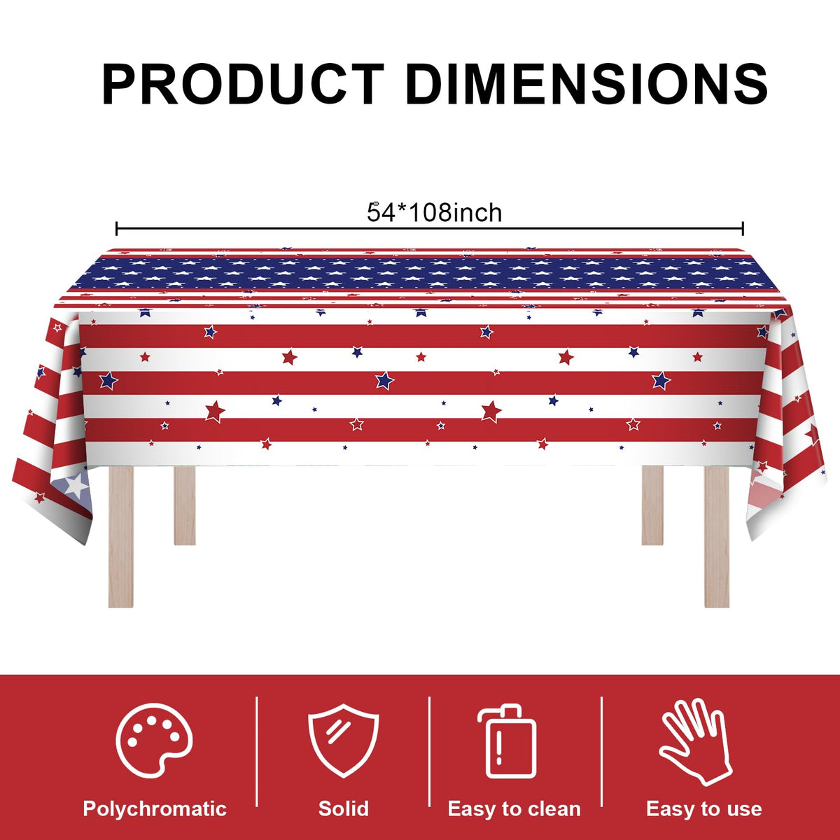 ZHZJCKSHB American flag tablecloth folded edge adds neat border for events