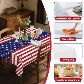 ZHZJCKSHB American flag tablecloth on table, ideal for outdoor picnics