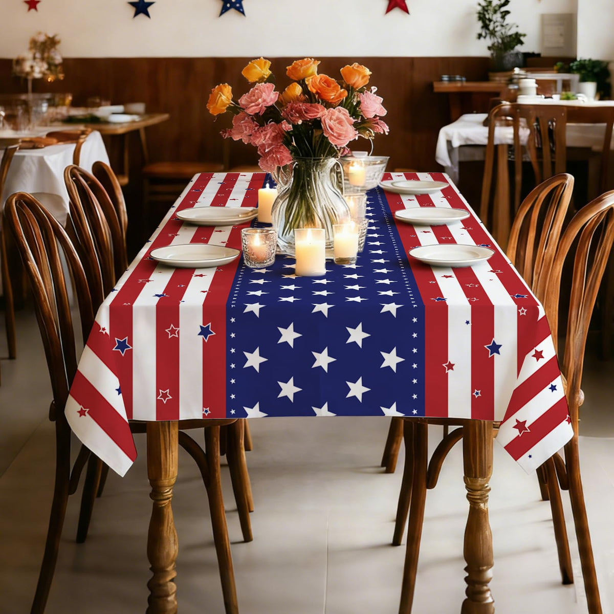 ZHZJCKSHB American flag tablecloth wrinkle-free, enables easy cleanup
