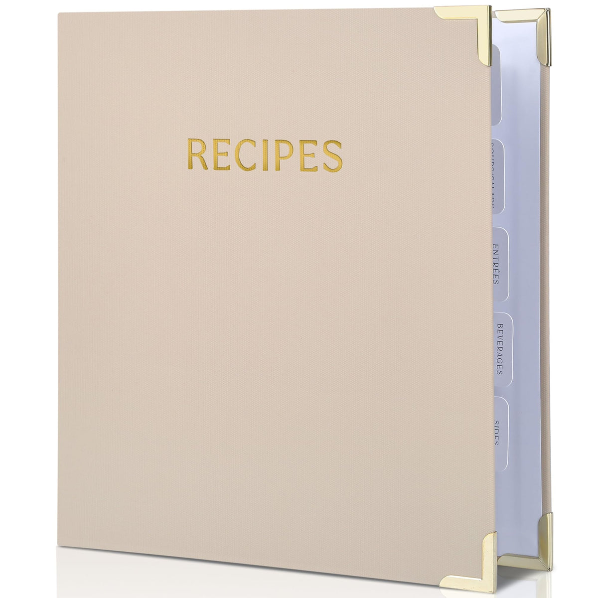 ZICOTO aesthetic recipe binder cover showcases gold foil lettering for stylish organization.