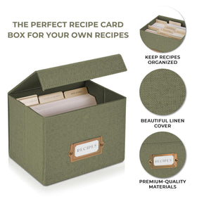 ZICOTO Beautiful Linen Recipe Box gift-ready for new homeowners