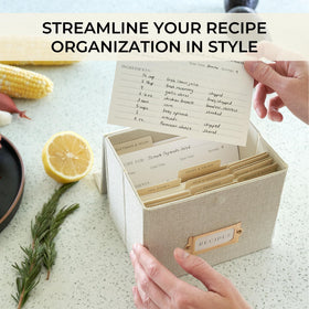 ZICOTO Beautiful Linen Recipe Box enhances kitchen organization and style