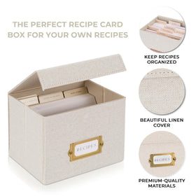 ZICOTO Linen Recipe Box in ivory complements modern kitchen decor