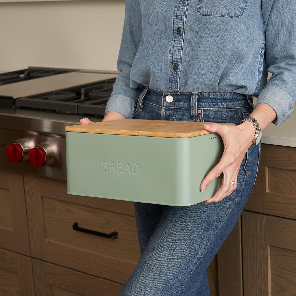 ZICOTO bread box ventilation holes promote air circulation for freshness.