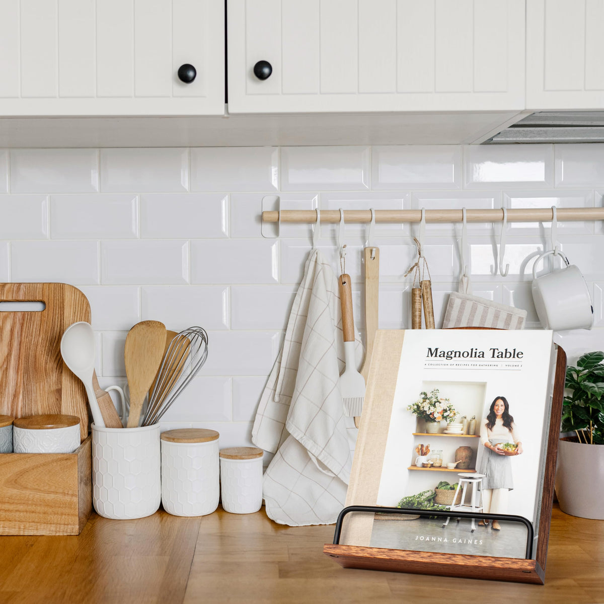 ZICOTO cookbook-stand-decorative-countertop enhances kitchen style while organizing recipes