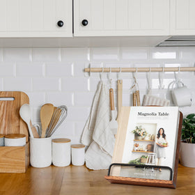 ZICOTO cookbook-stand-decorative-countertop enhances kitchen style while organizing recipes