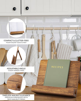 ZICOTO cookbook stand enhances kitchen decor with modern flair.