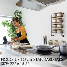 ZICOTO four-tier spice rack with wooden shelves for sturdy storage