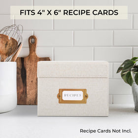 ZICOTO Gift-ready Linen Recipe Box for housewarmings and celebrations