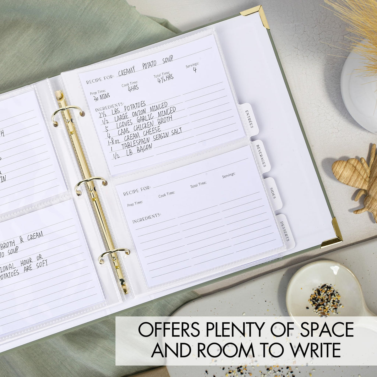 ZICOTO gold foil lettering and gold-edged details on the binder.