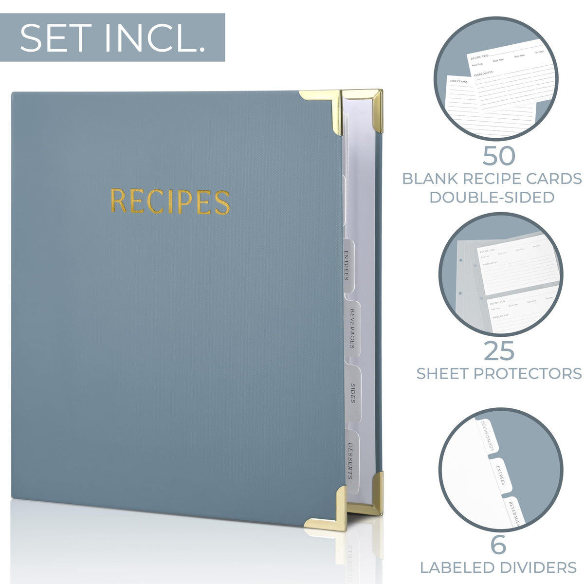 ZICOTO gold foil lettering on the cover adds elegance to your kitchen notes.
