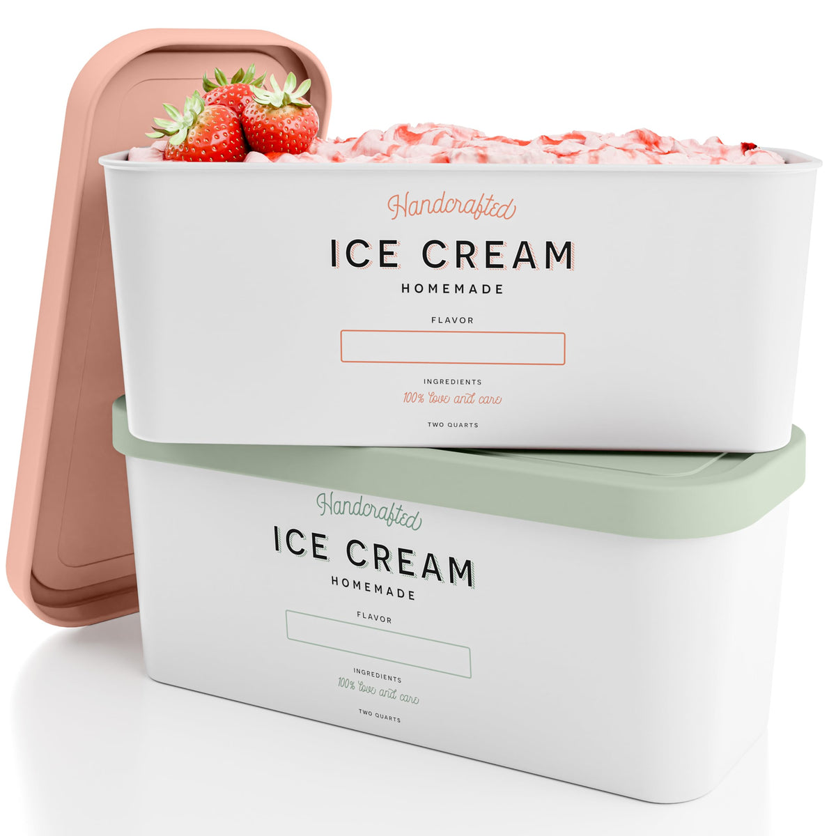 ZICOTO ice-cream container 2qt with lid, ideal for secure freezing.