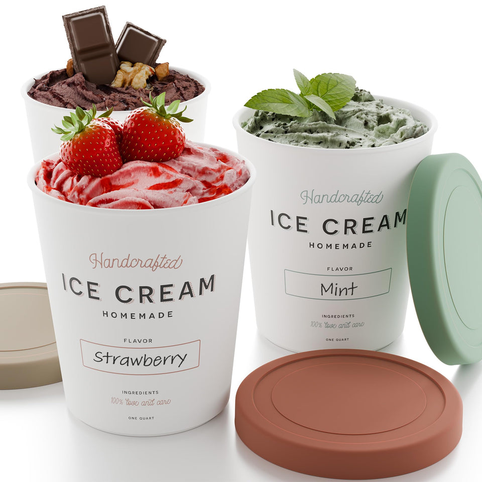 ZICOTO ice cream container with rose lid for easy freezer organization.