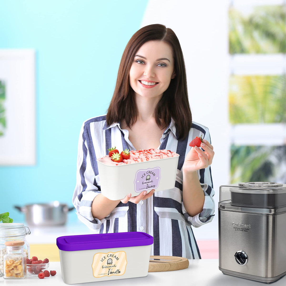 ZICOTO insulated BPA-free ice cream container in freezer.